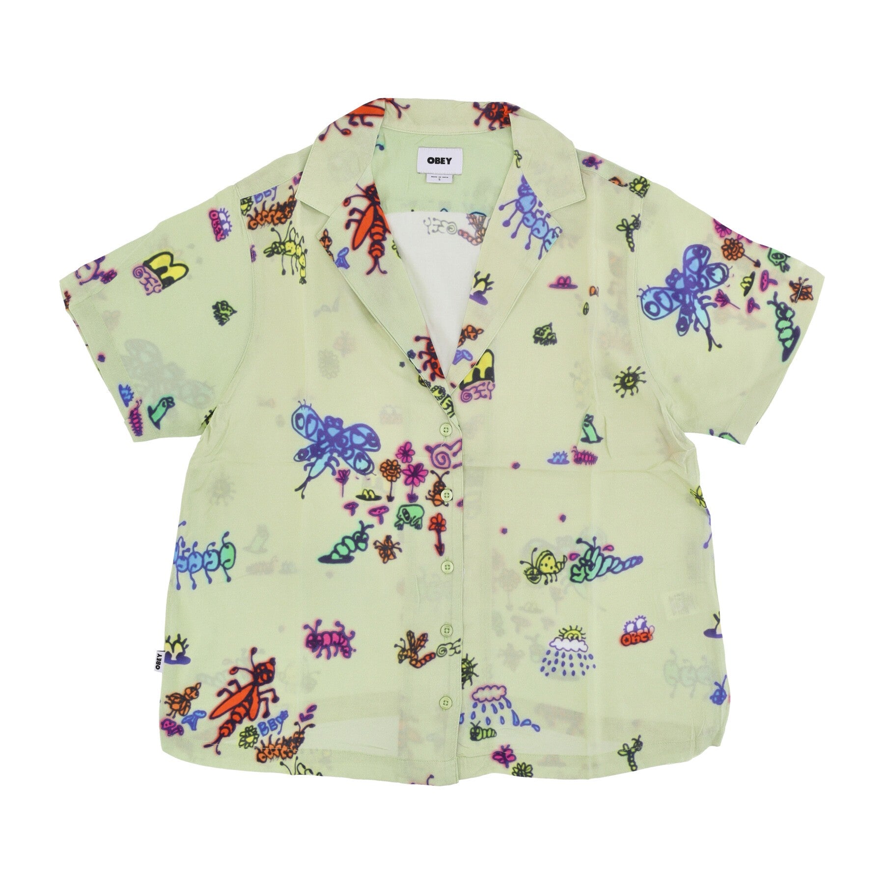 Women's Short Sleeve Shirt Doodle Relaxed Shirt Aloe Gel