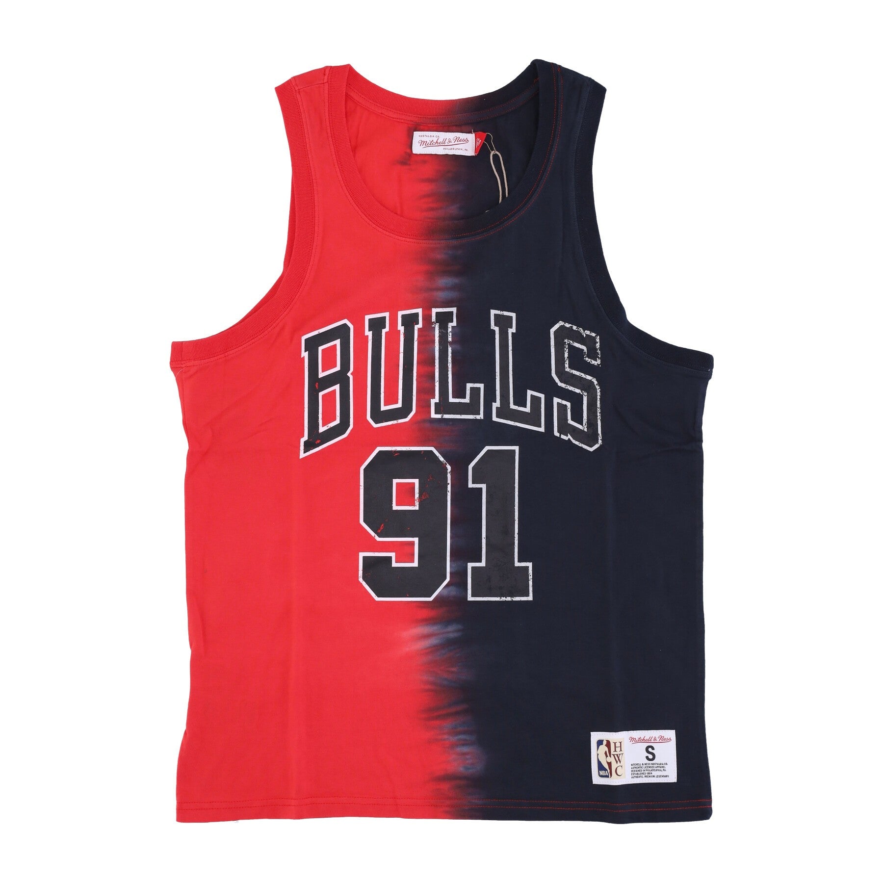 Men's NBA Vertical Tie Dye Tank Hardwood Classics No 91 Dennis Rodman Chibul