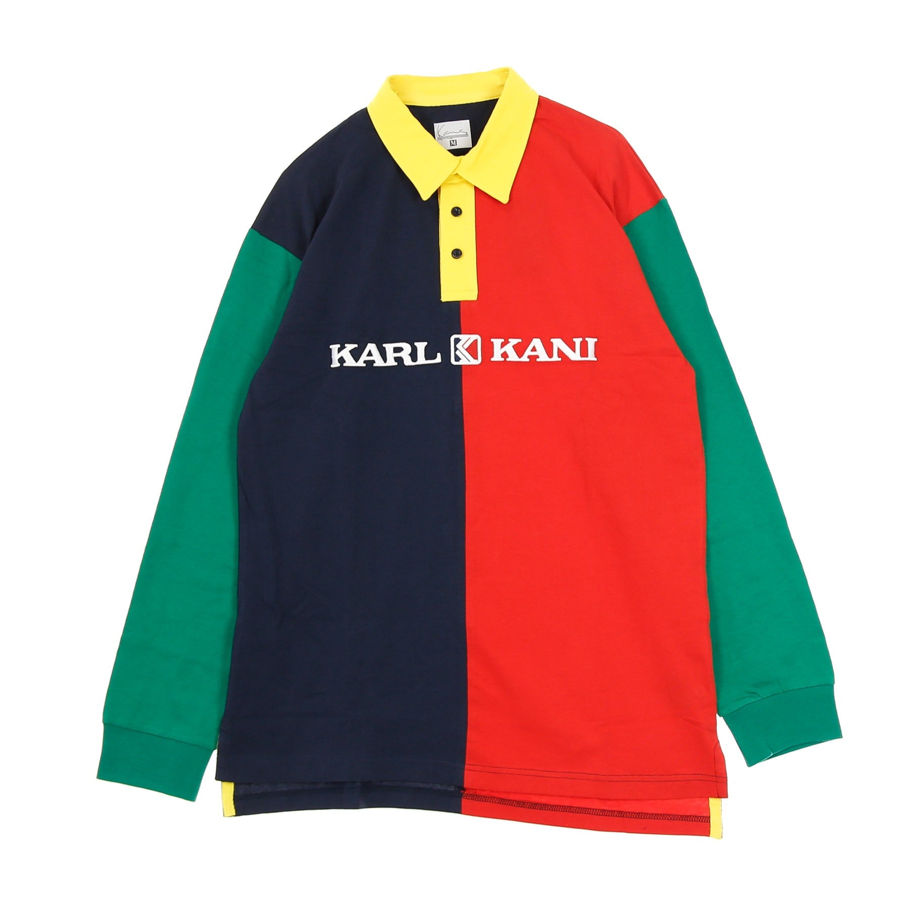 Karl Kani Men's Long Sleeve Polo Retro Block Rugby Shirt Red/navy/green In Multi