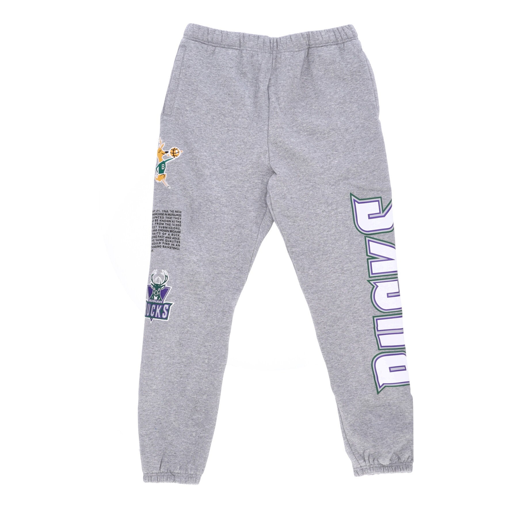Mitchell & Ness Men's Nba Team Origins Fleece Pant Hardwood Classics Milbuc Grey Heather In Multi