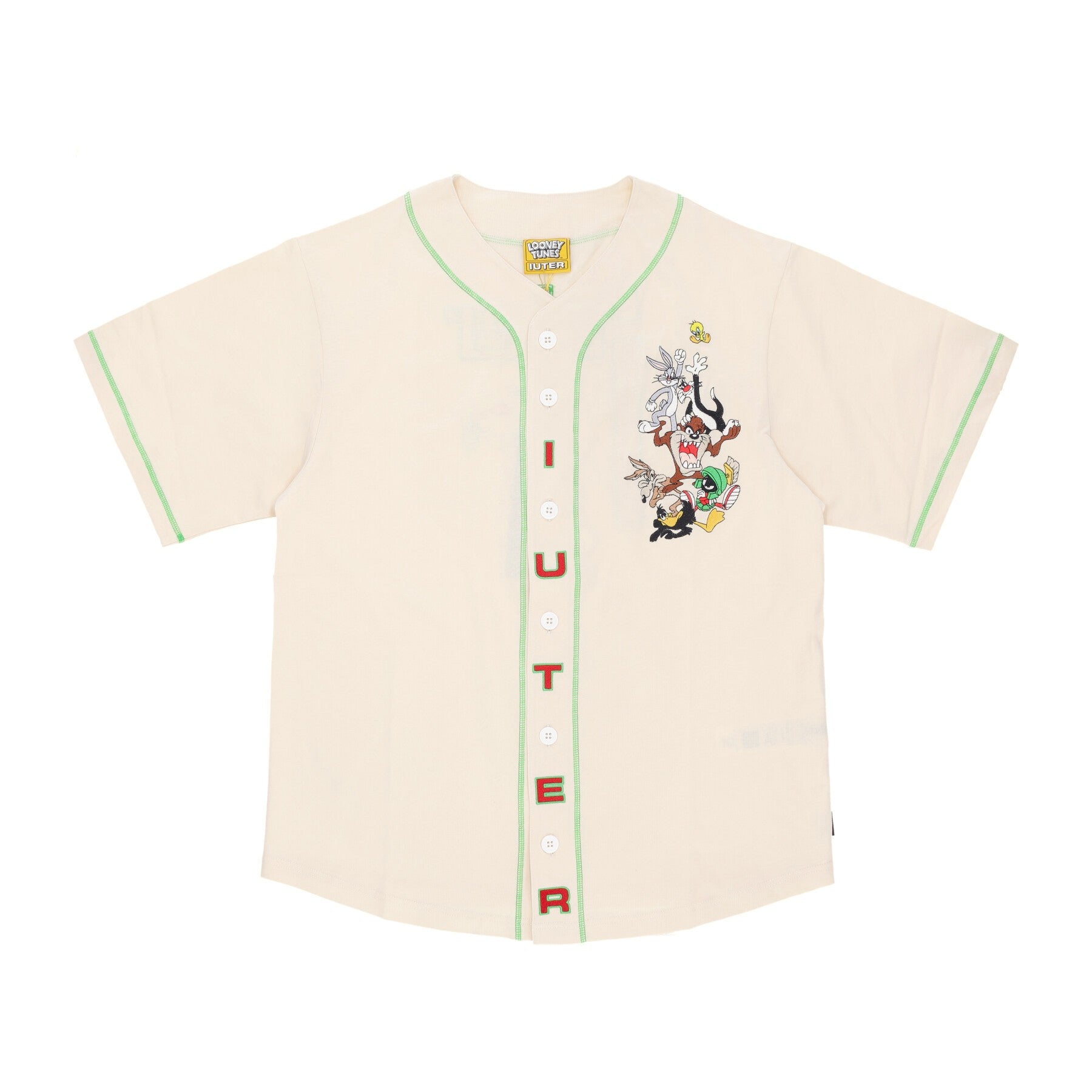 Men's Looney Tunes Baseball Shirt Cream Buttons Coat