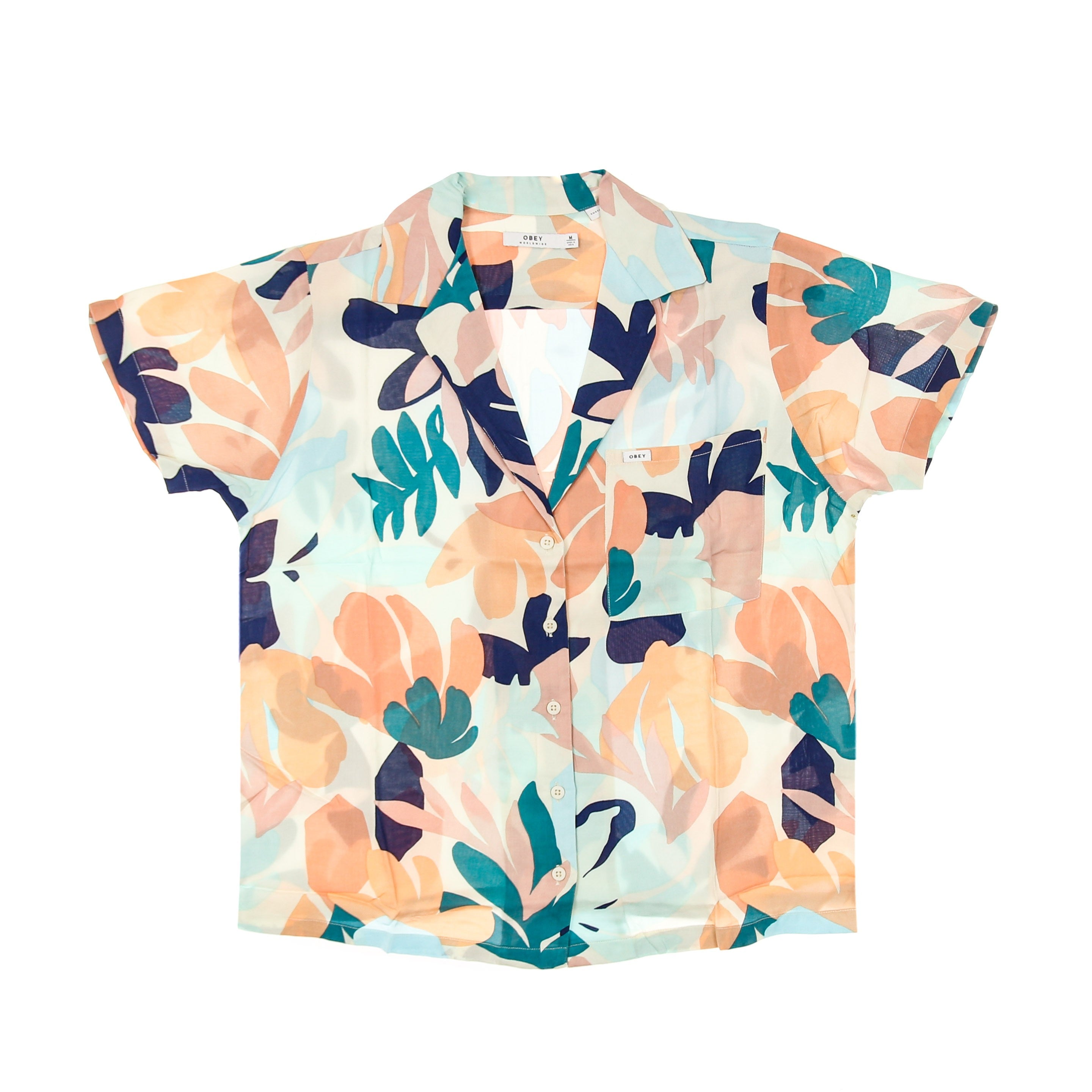 Women's Short Sleeve Shirt Decoupage Shirt Pecan Multi