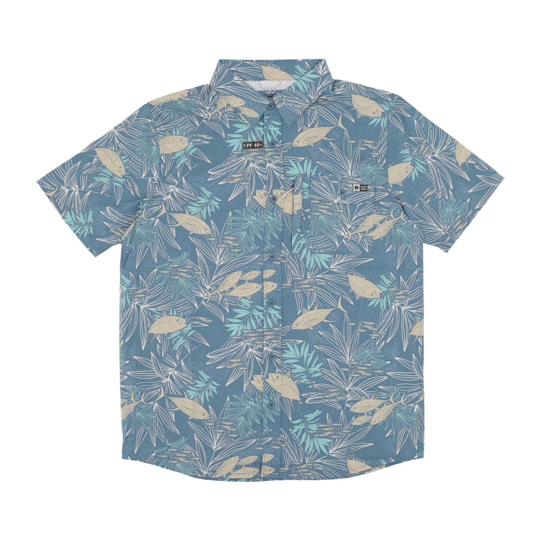 Feeding Frenzy Uv Woven Men's Short Sleeve Shirt Slate