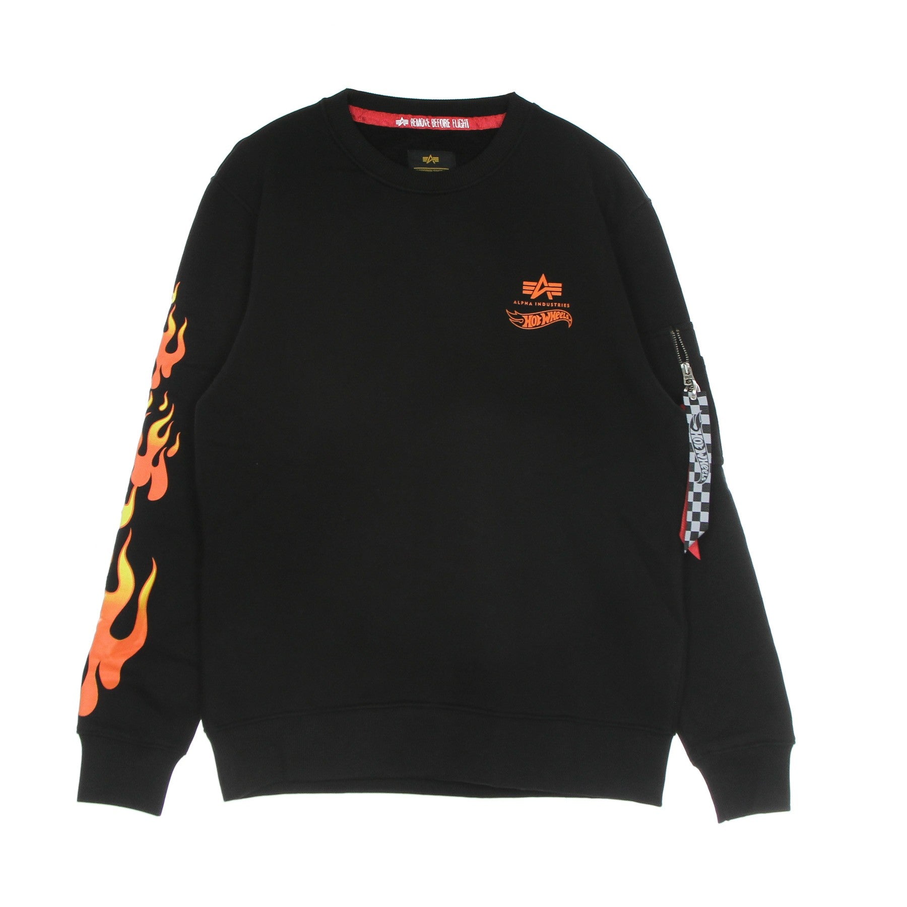 Alpha Industries Flame Sweater X Hot Wheels Men's Crewneck Sweatshirt Black In Black