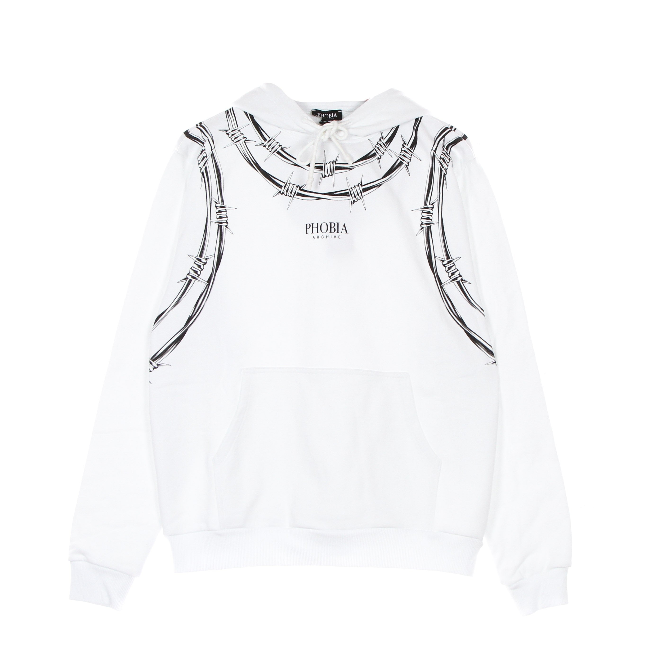 Leichtes Herren-Sweatshirt mit Kapuze, Barbed Wire Hoodie, WeiB