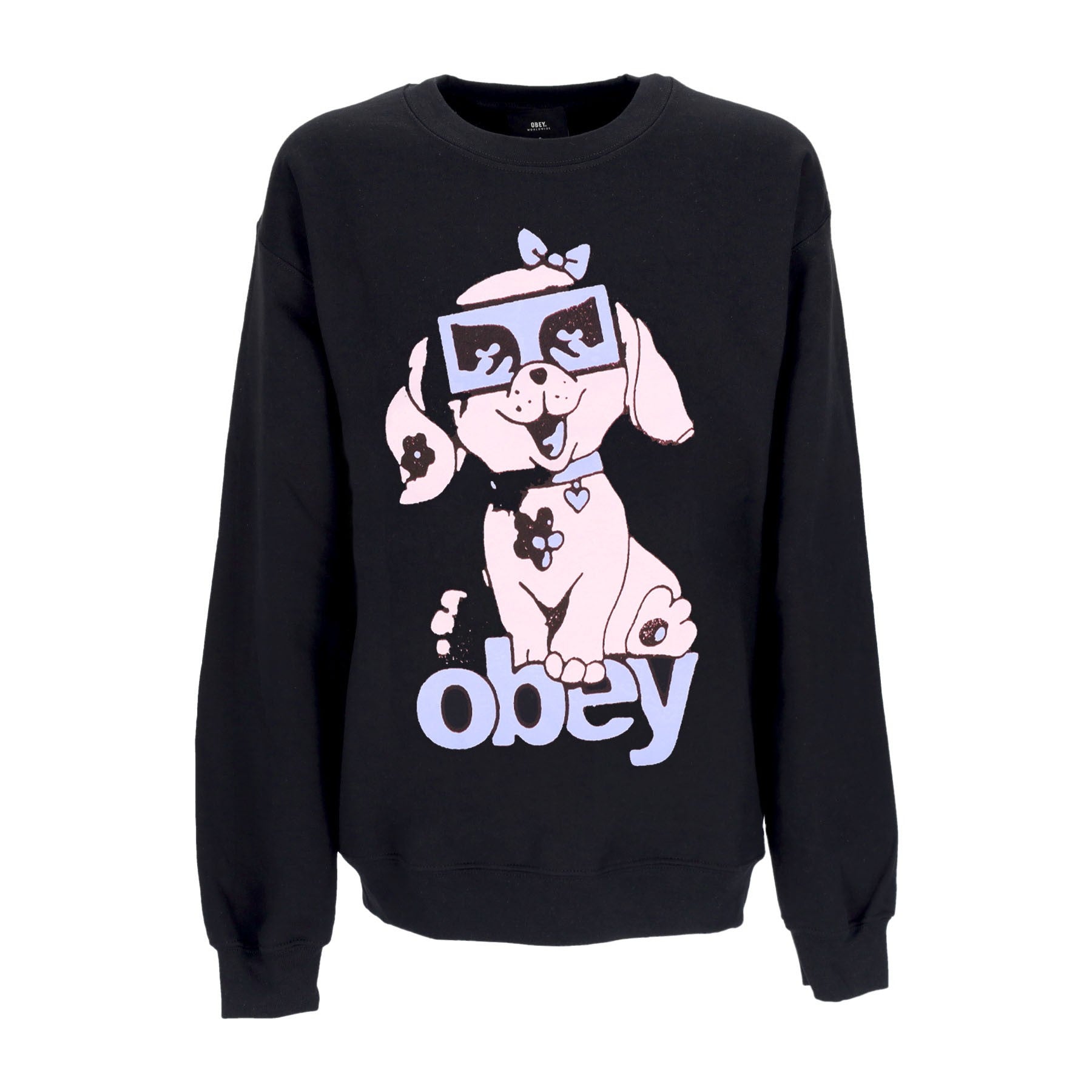 Women's Round Neck Sweatshirt Puppy Old School Crew