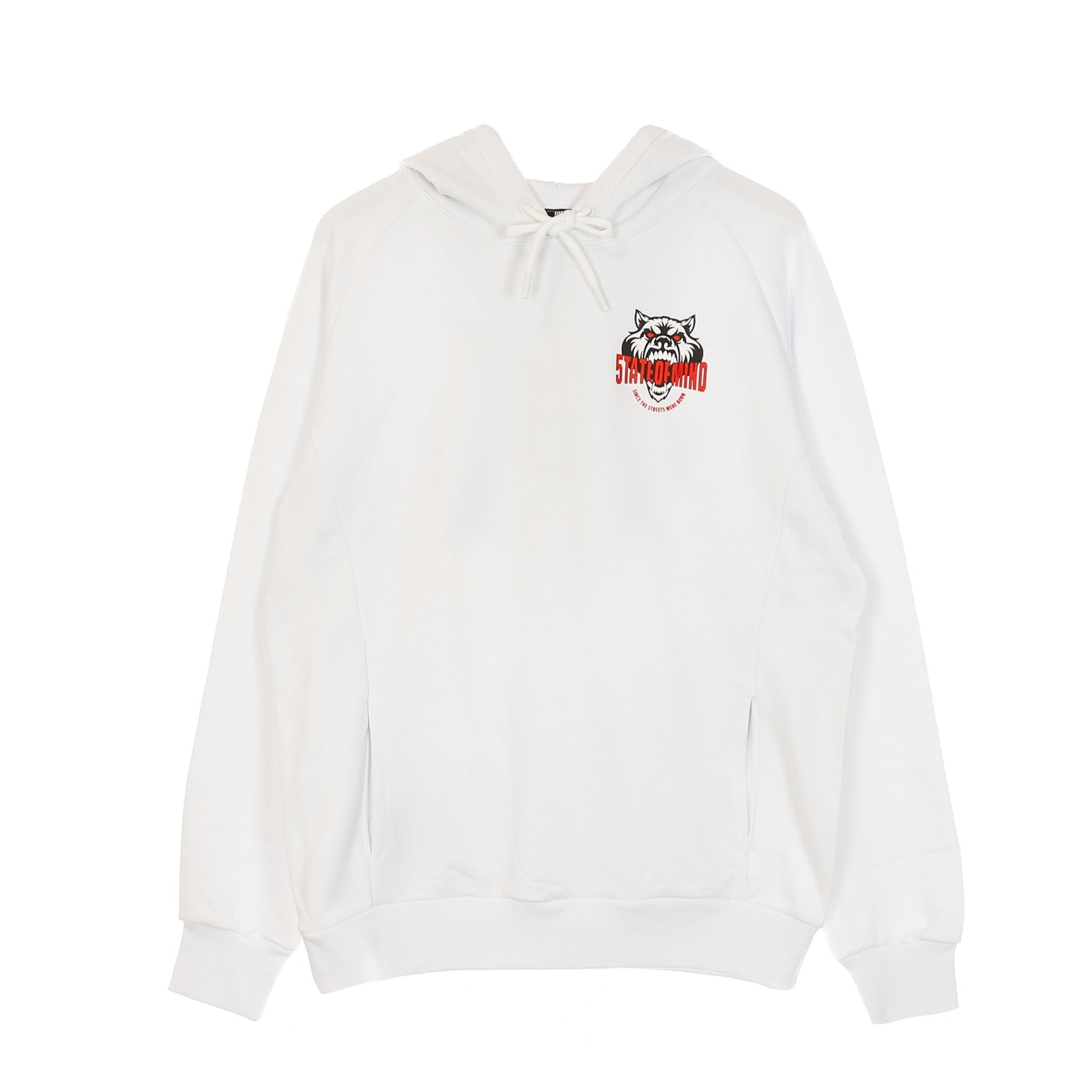 5tate Of Mind Wolf White Men's Lightweight Hooded Sweatshirt In White