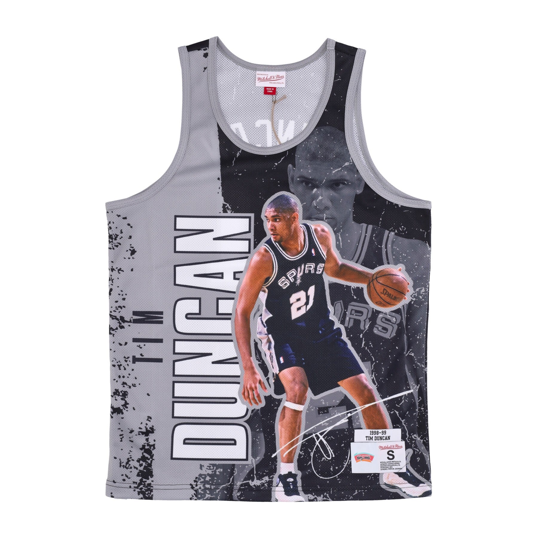 Basketball Type Men's Tank Top Nba Burst Mesh Tank No 21 Tim Duncan Saaspu Original Team Colors