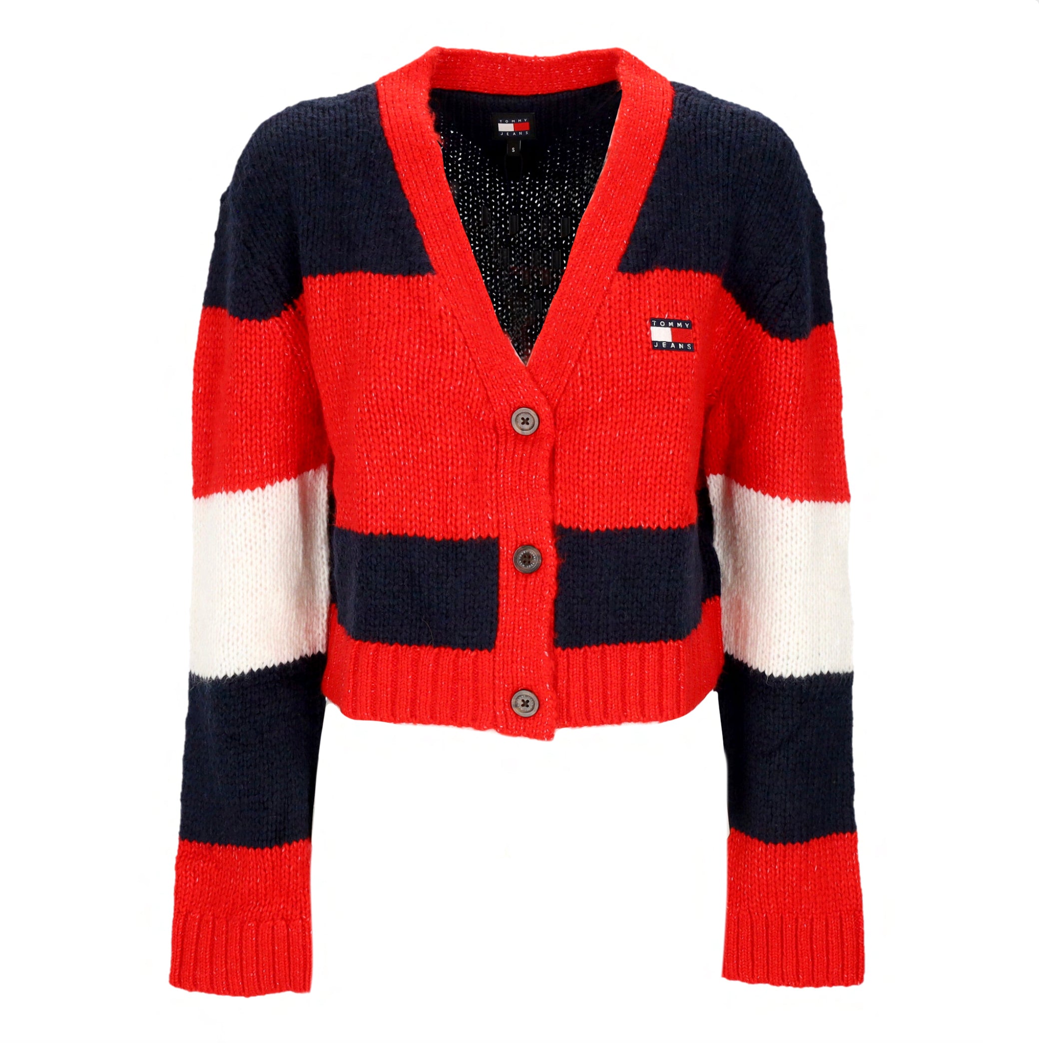 Tommy Hilfiger Women's Colorblock Cardigan Dark Night Navy/stripe Cardigan In Dark Night Navy/stripe