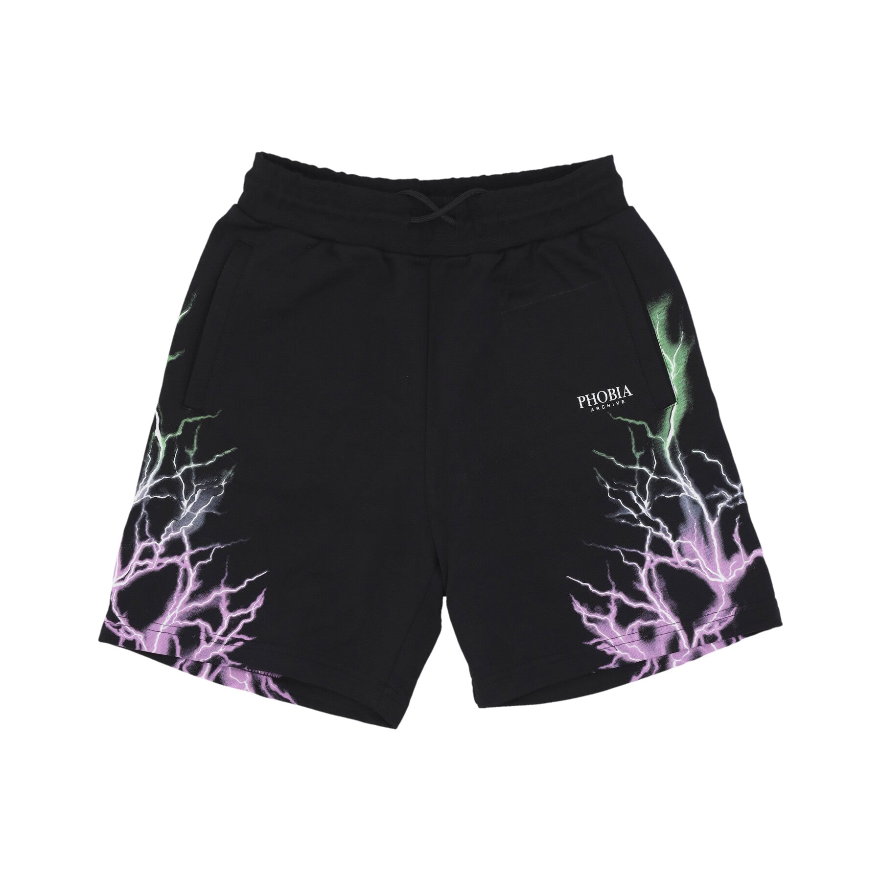 Lightweight Men's Tracksuit Pants Bicolor Lightning Print Shorts
