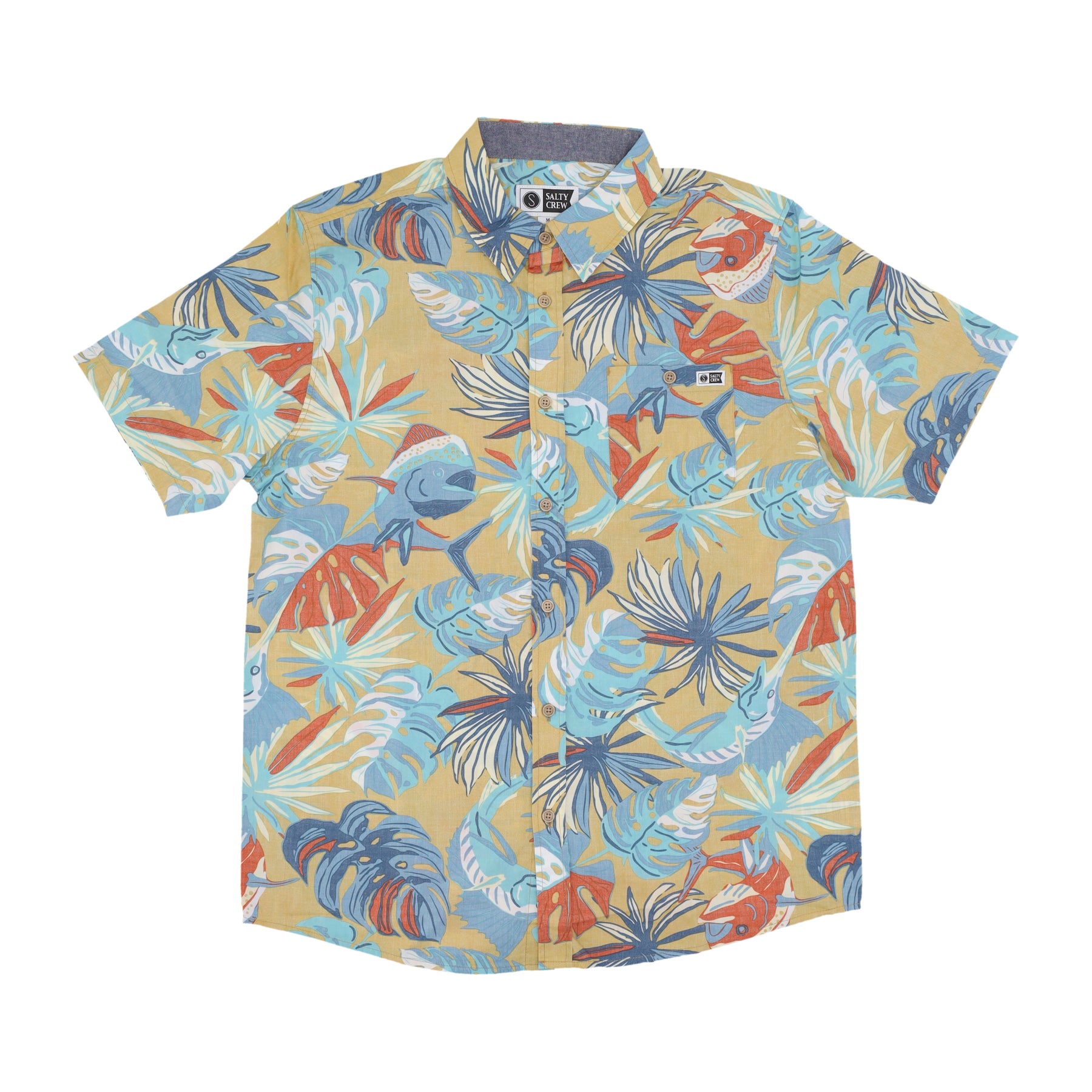 Men's Short Sleeve Shirt Large Kine Woven Shirt Seaweed