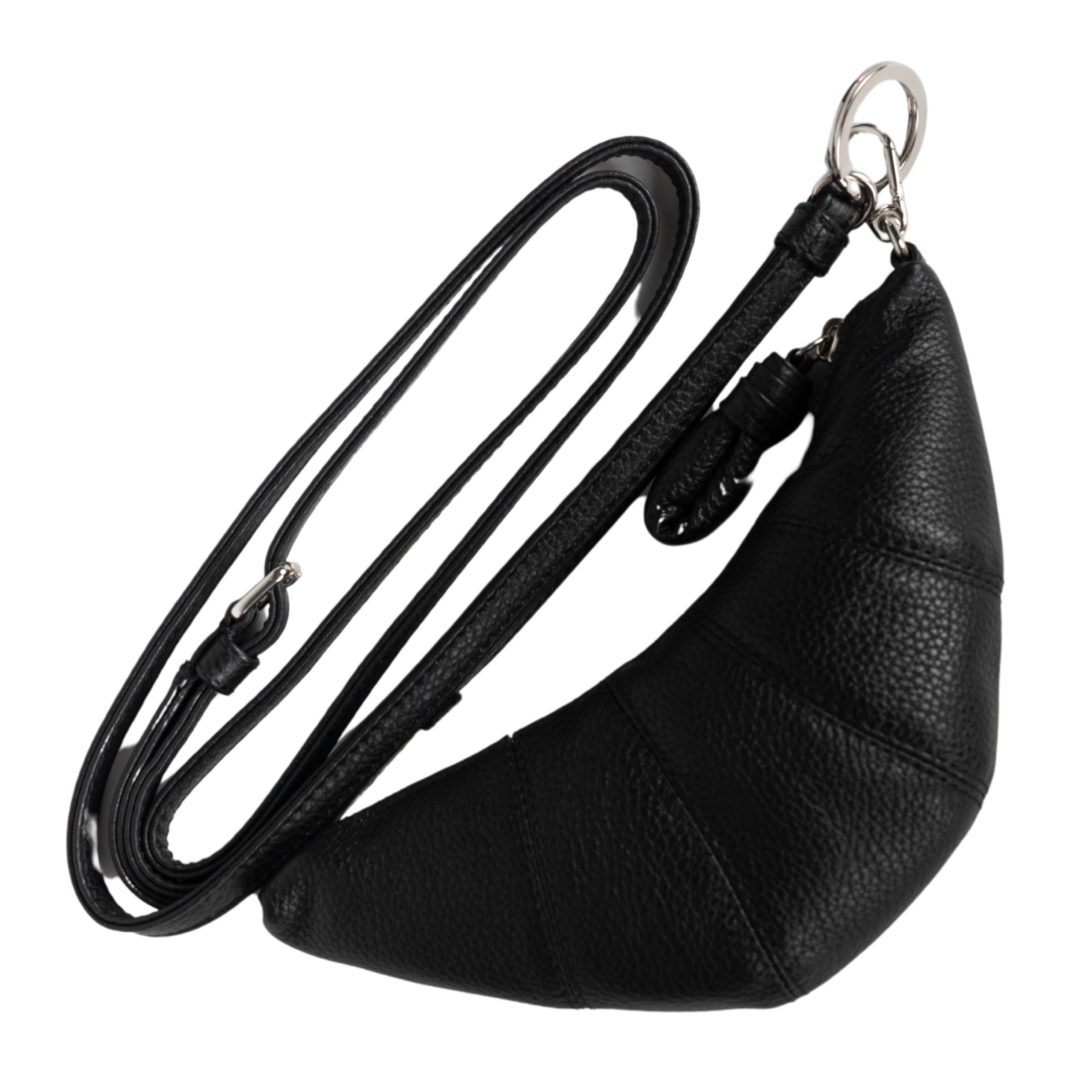 Crossbody Croissant coin purse in black