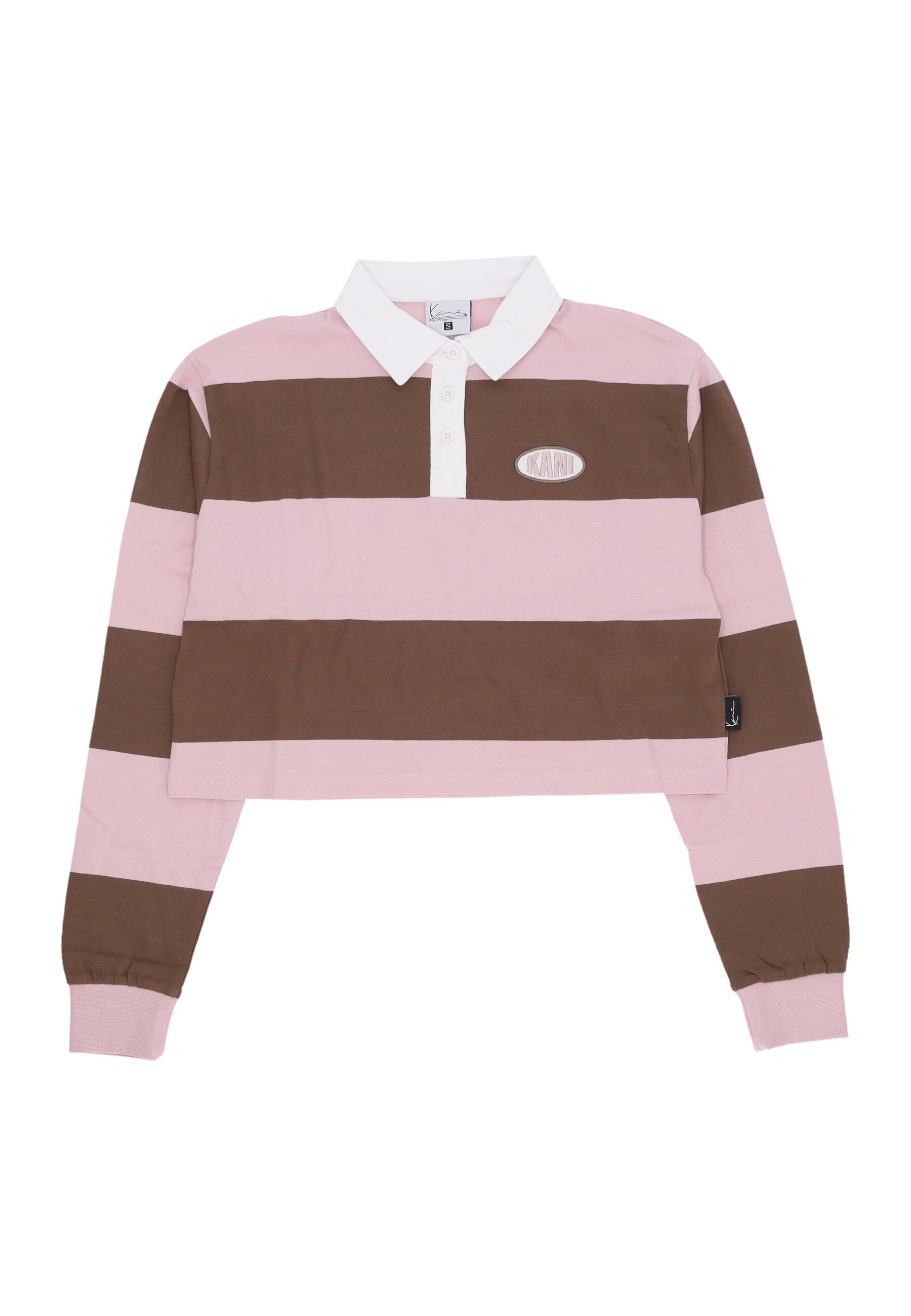 Women's Polo Cropped Long Sleeve W Woven Signature Crop Striped Rugby L s Rose