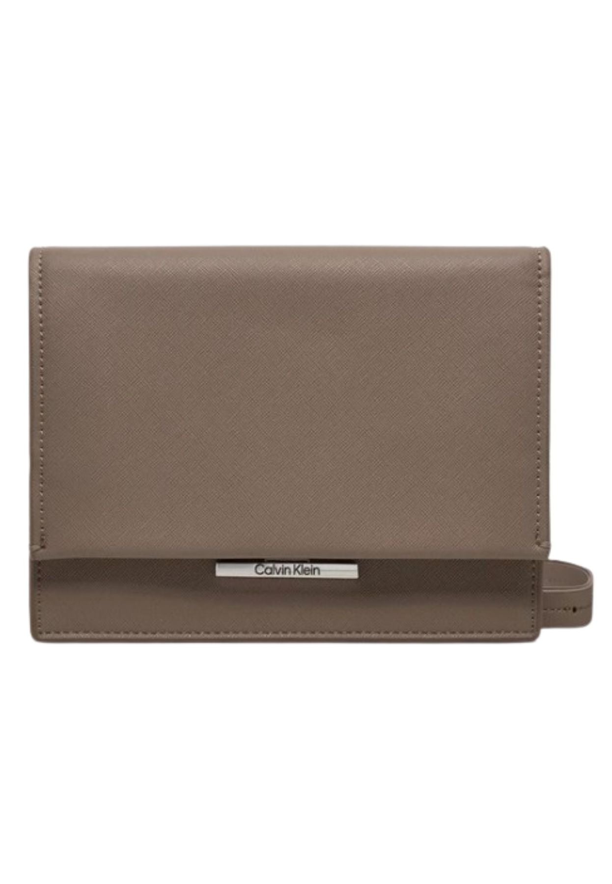 Calvin Klein Ck Linear Crossbody Bag_saffiano In Beige