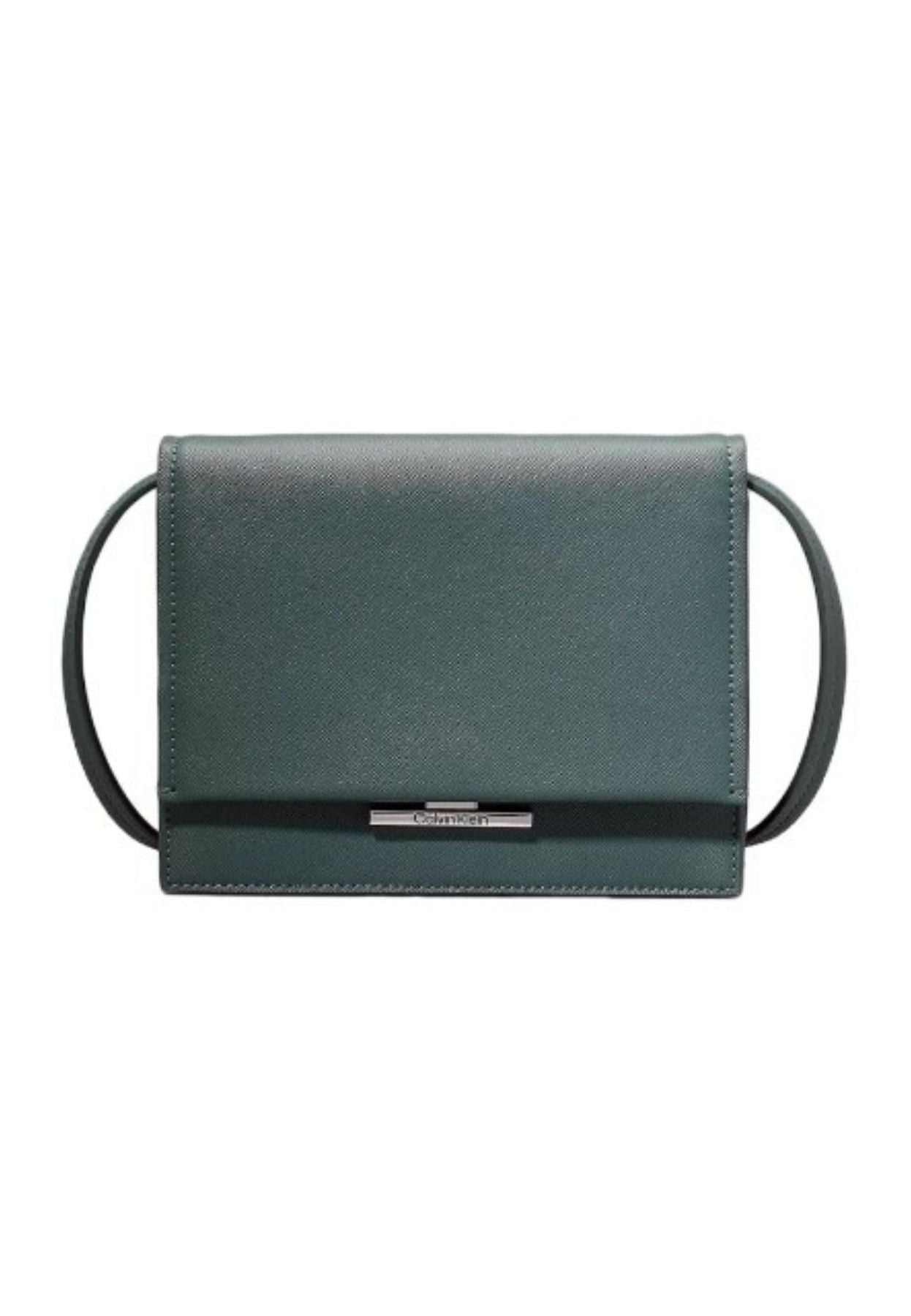Calvin Klein Ck Linear Crossbody Bag_saffiano In Verde