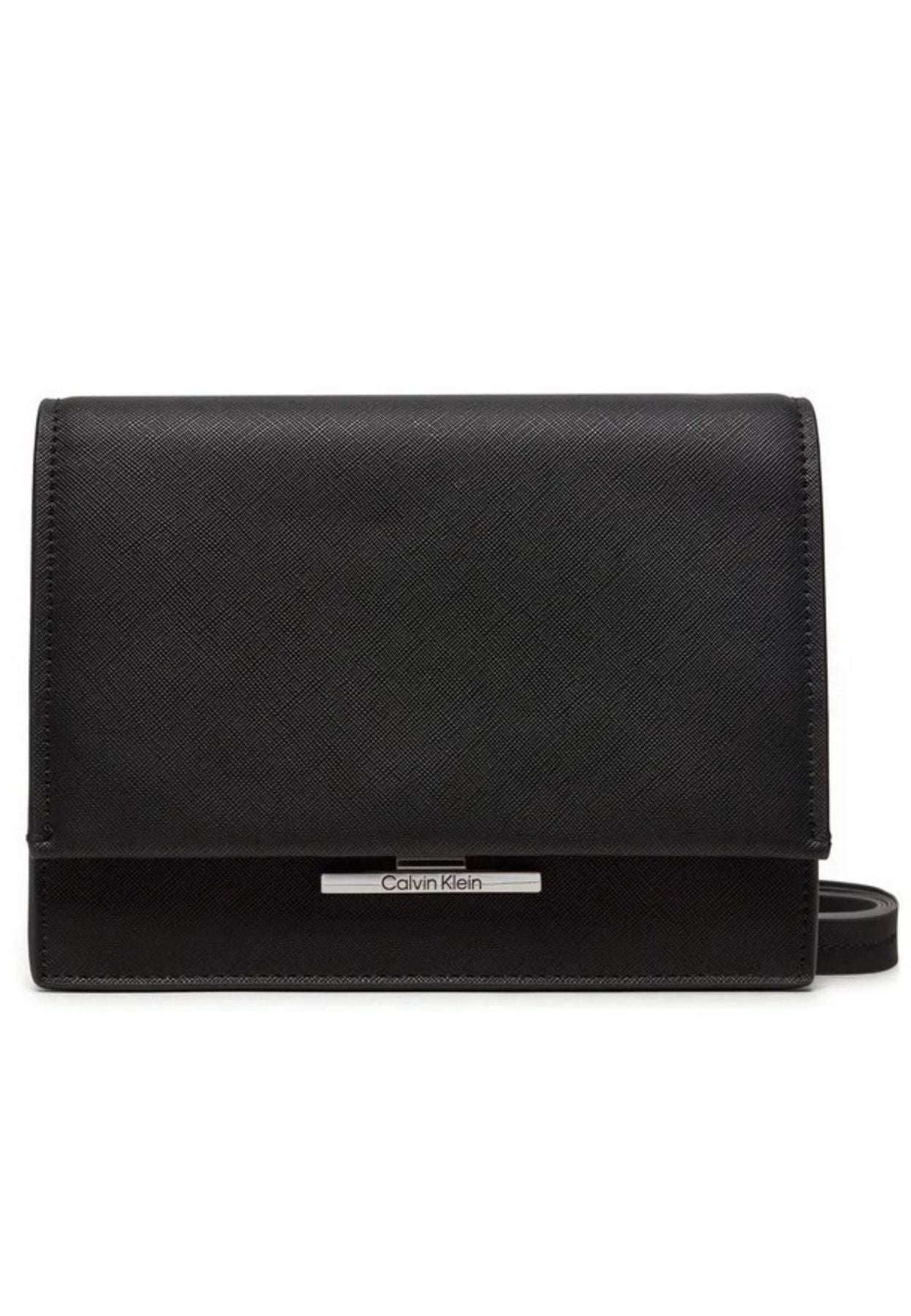 Calvin Klein Ck Liner Crossbody Saffiano Bag In Nero