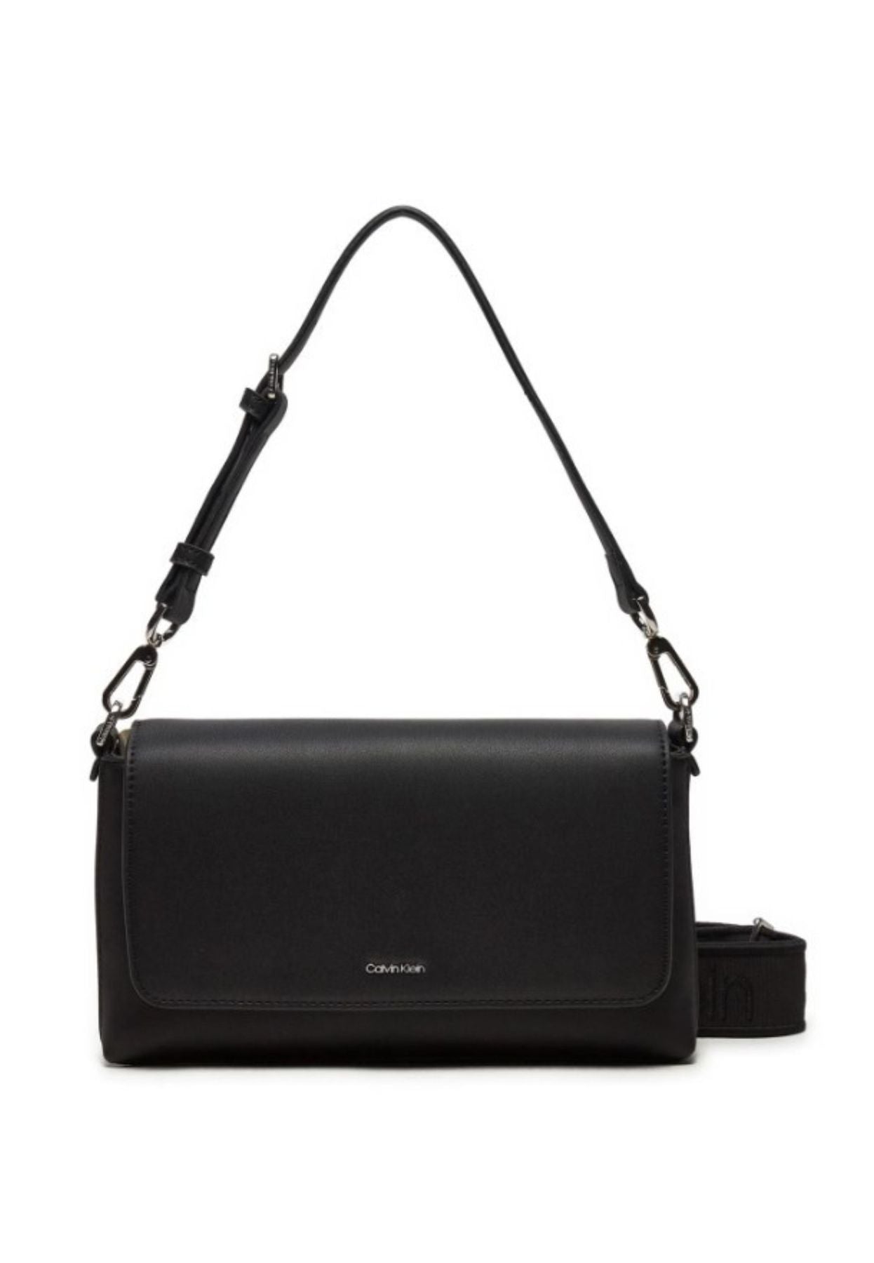 Calvin Klein Logo-embossed Leather Shoulder Bag In Nero