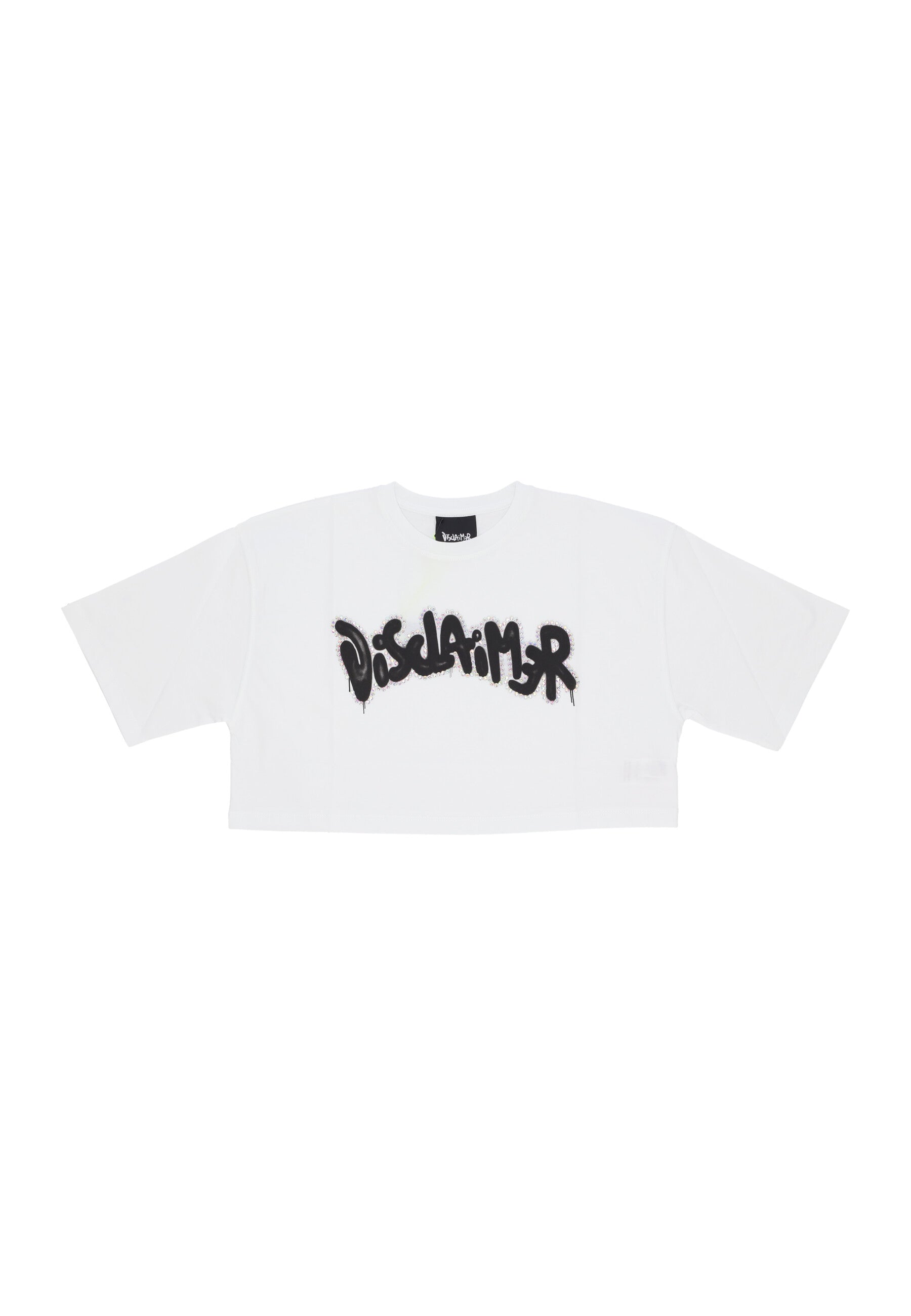 Women's Short T-shirt W Logo Strass Crop Tee