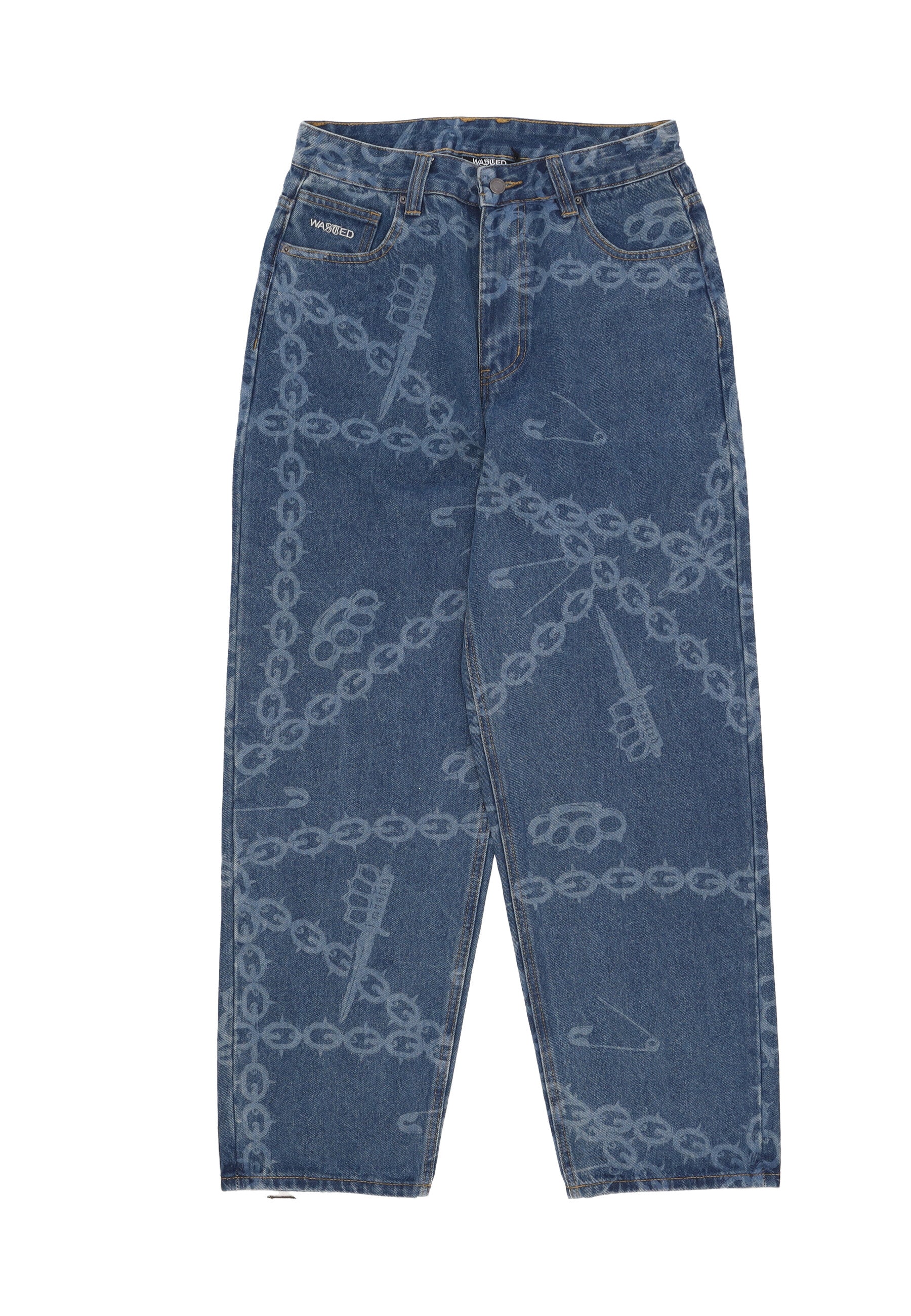 Wasted Paris Men's Long Trousers Knuckles Casper Pant Washed Blue In Blue