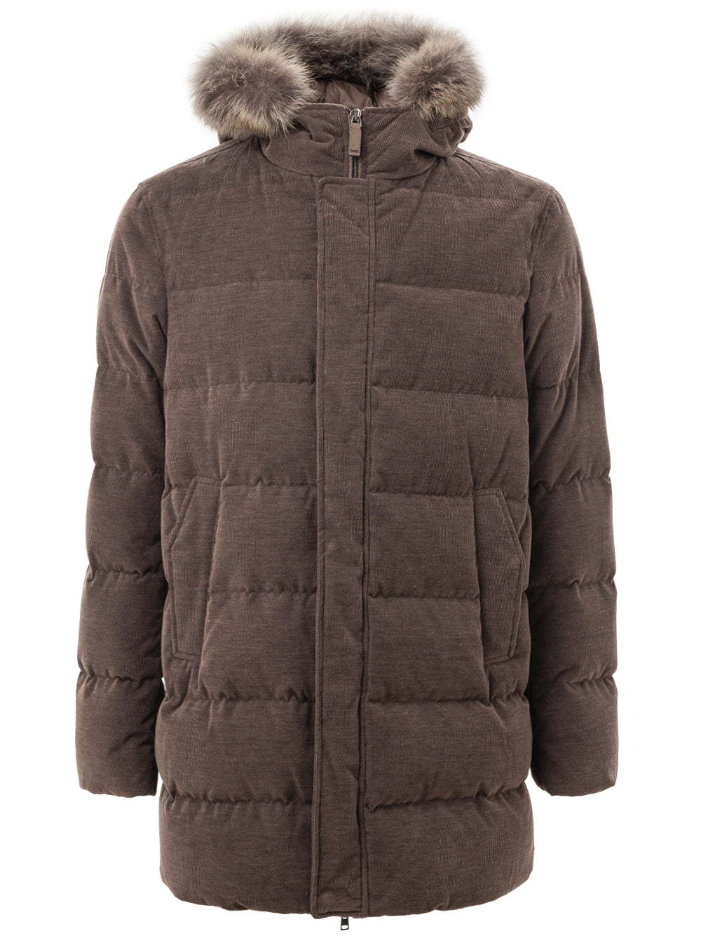 Long bomber with hood and removable fur Herno